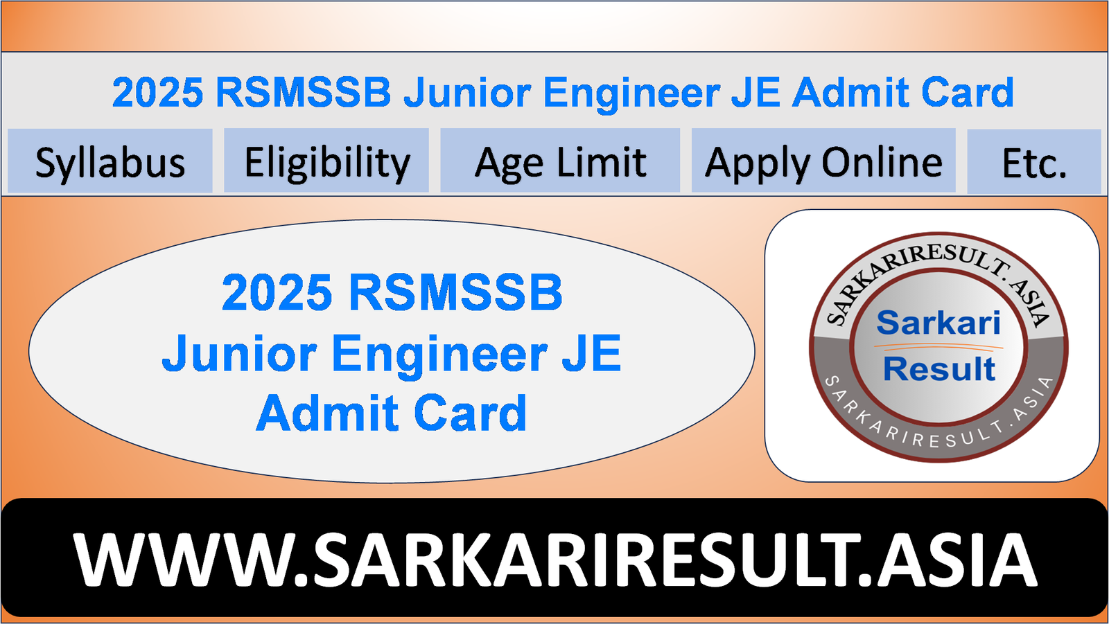 2025 RSMSSB Junior Engineer JE Admit Card