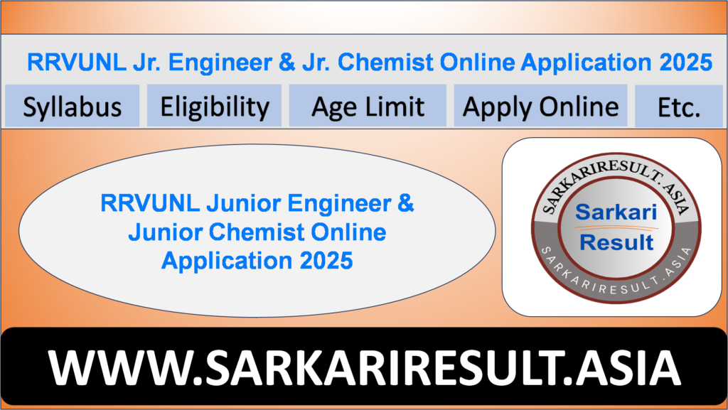 RRVUNL Junior Engineer & Junior Chemist Online Application 2025